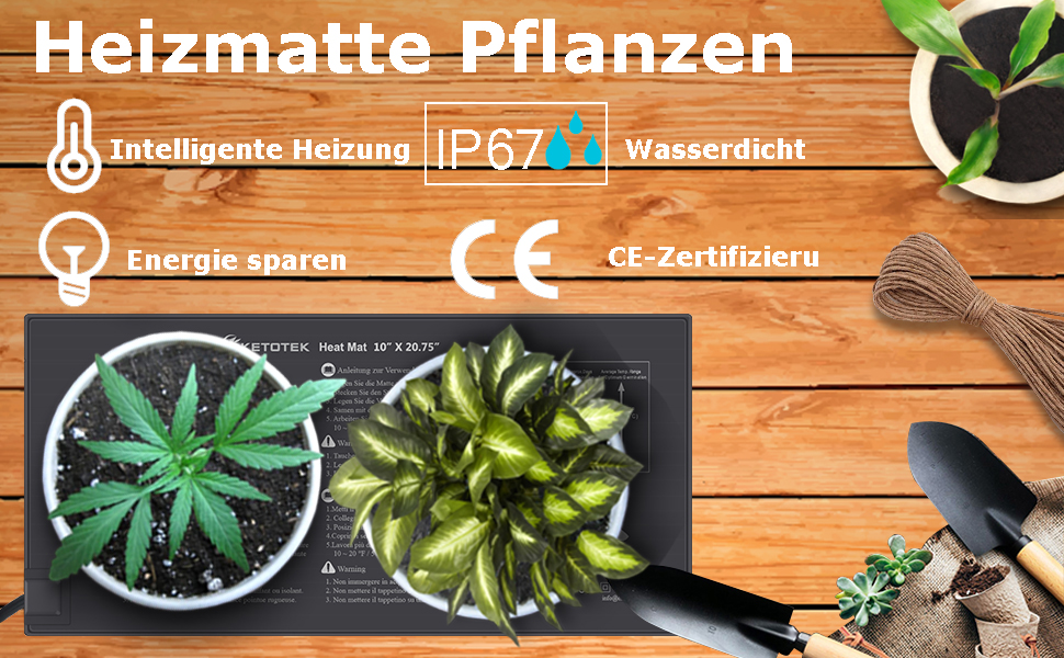 KETOTEK Heizmatte Pflanzen Wasserdicht für Sämlinge Samen Gewächshaus Zimmergewächshaus