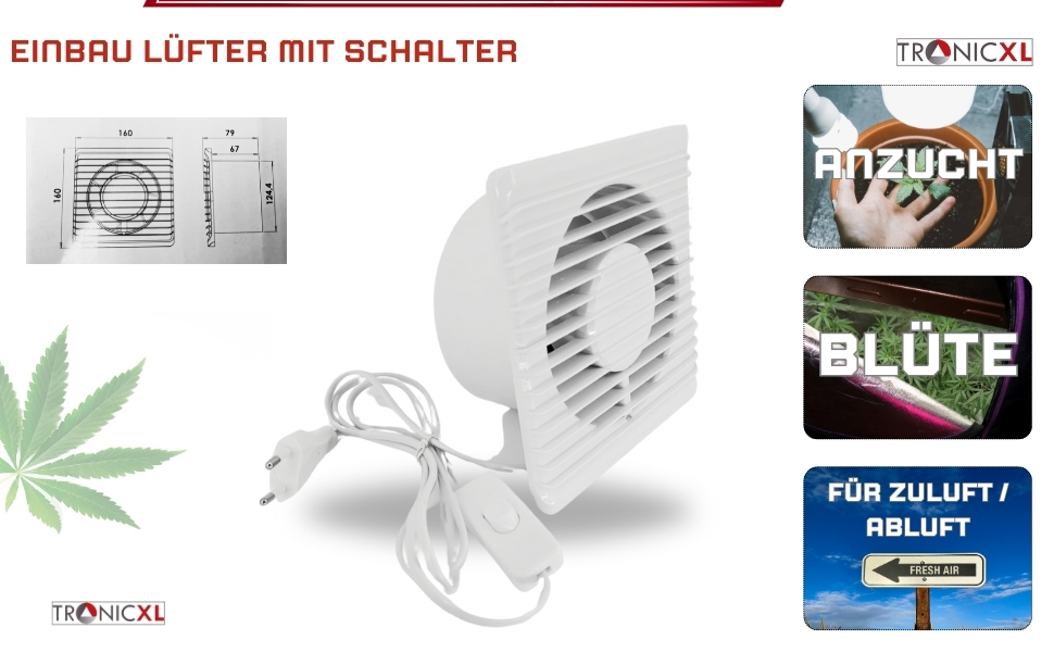 Einbau Lüfter ventilator Growschrank Growzelt Growbox Set Anzucht Blüte Komplettset Kit Luft