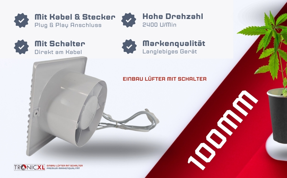 100 mm Lüfter 10cm Einsatz Growlüfter Growbox Grow Box Zubehör Ersatzteil Ersatzteile 
