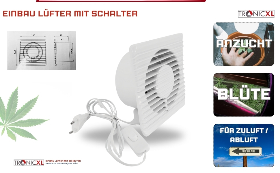 Grow Indoor Gewächshaus Ventilator Lüfter Abluft Set Komplett Kit