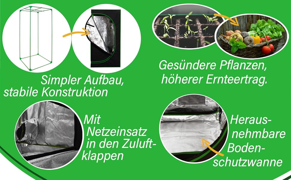 Growbox Wachstumszelt Grow Zelt Grow Box Gewächshaus Anzucht Growtent Gewächshaus