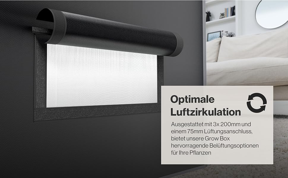 Growzelte 80x80 Luftzirkulation Öffnung