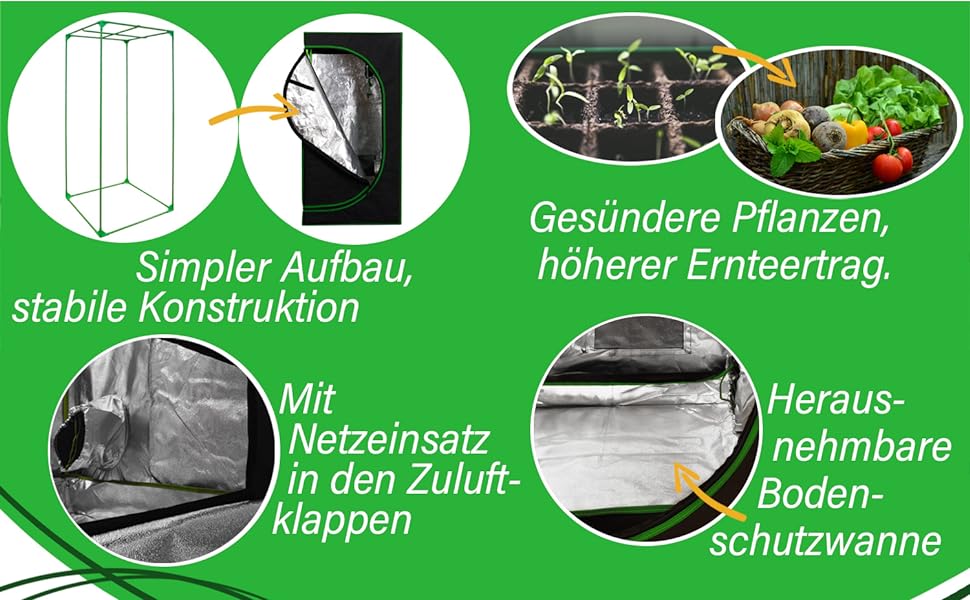 Growbox Wachstumszelt Grow Zelt Grow Box Gewächshaus Anzucht Growtent Gewächshaus