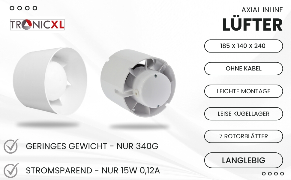 Lüfter Abluftventilator Abluftlüfter Axial 2 polig leise