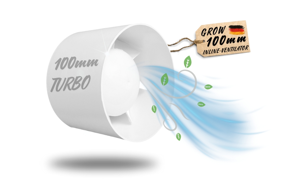 Abluft Lüfter Grow 100mm Inline Rohrventilator