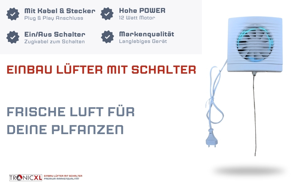 100mm Abluft Lüfter Ventilator Grow Rohrlüfter Zuluft