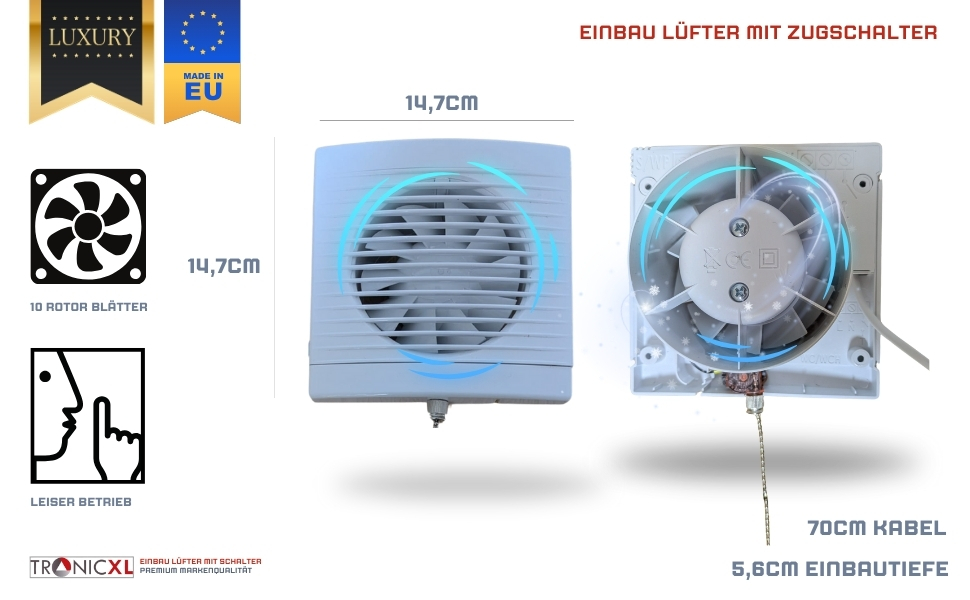 100mm Abluft Lüfter Ventilator Grow Rohrlüfter Zuluft