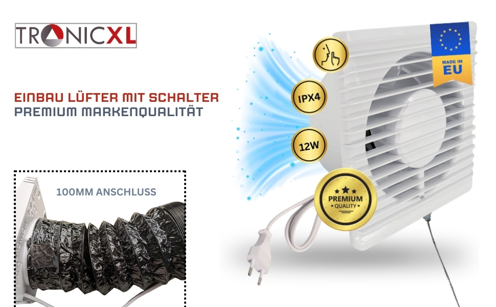 100mm Abluft Lüfter Ventilator Grow Rohrlüfter Zuluft
